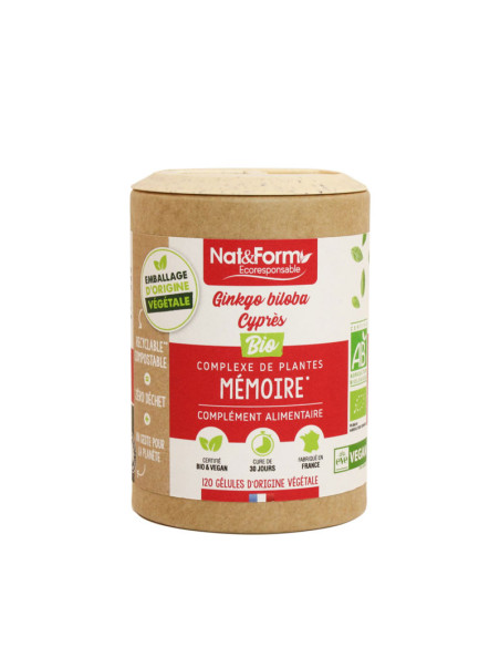 Nat & Form Ginkgo/Cypres Bio Eco - 120 gélules végétales