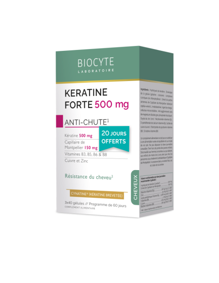 Biocyte Kératine forte anti-chute - 3 x 40 gélules