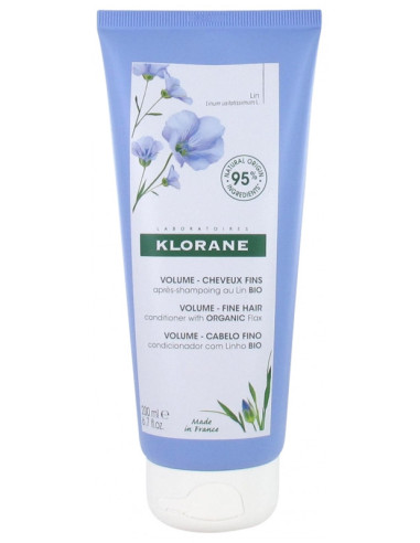 Klorane Volume - Cheveux Fins Après-Shampoing au Lin Bio - 200 ml