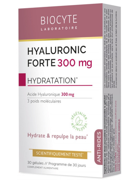 Biocyte Hyaluronic Forte 300 mg Anti-Âge - 30 Gélules + 1 Bracelet Offert