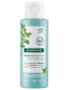 Klorane Poudre Purifiante 3en1 à la Menthe Bio et Argile - 50 g