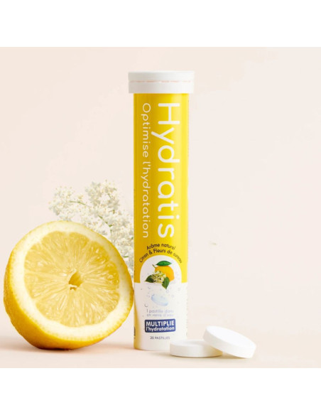 Hydratis Solution d'Hydratation Arôme : Citron Fleur de Sureau - 20 Pastilles Effervescentes