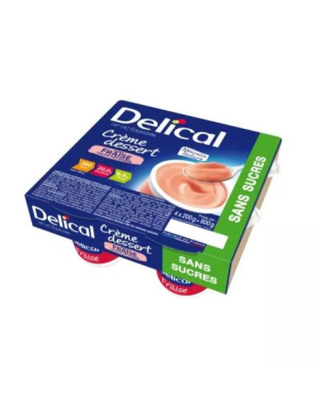 Delical crème dessert HP/HC sans sucres Fraise - 4X200g
