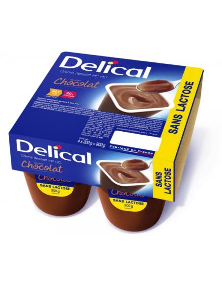 Delical Crème Dessert HP/HC Sans Lactose Chocolat - 4 x 200 g