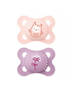MAM Original Sucettes Anatomique Silicone 2-6 mois Couleur Nature Animaux-Hibou - Fleurs - 2 unités