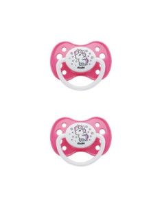 Dodie Sucette Anatomique Silicone Avec Anneau Collection Girly 6 Mois Et Plus - lot de 2