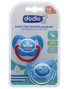 Dodie 2 Sucettes Physiologiques Silicone 6 Mois et + N°P45